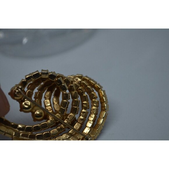 Rhinestone Wave Brooch Surfing Big Wave Swirl Rhinestone Brooch Vtg - Picture 7 of 10